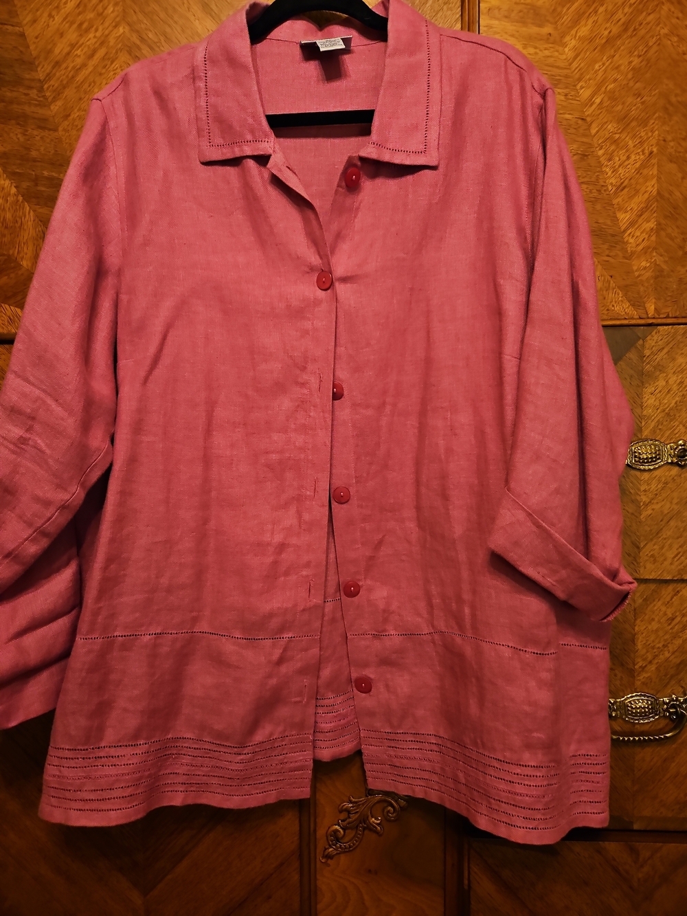 Women's  2 Piece Suit 18 W Rose Button-Front Linen Shirt Jacket
